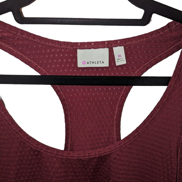 Athleta Women's Mesh Tank Top Racerback Chi Dot Maroon Burgundy Size XL - Picture 5 of 12
